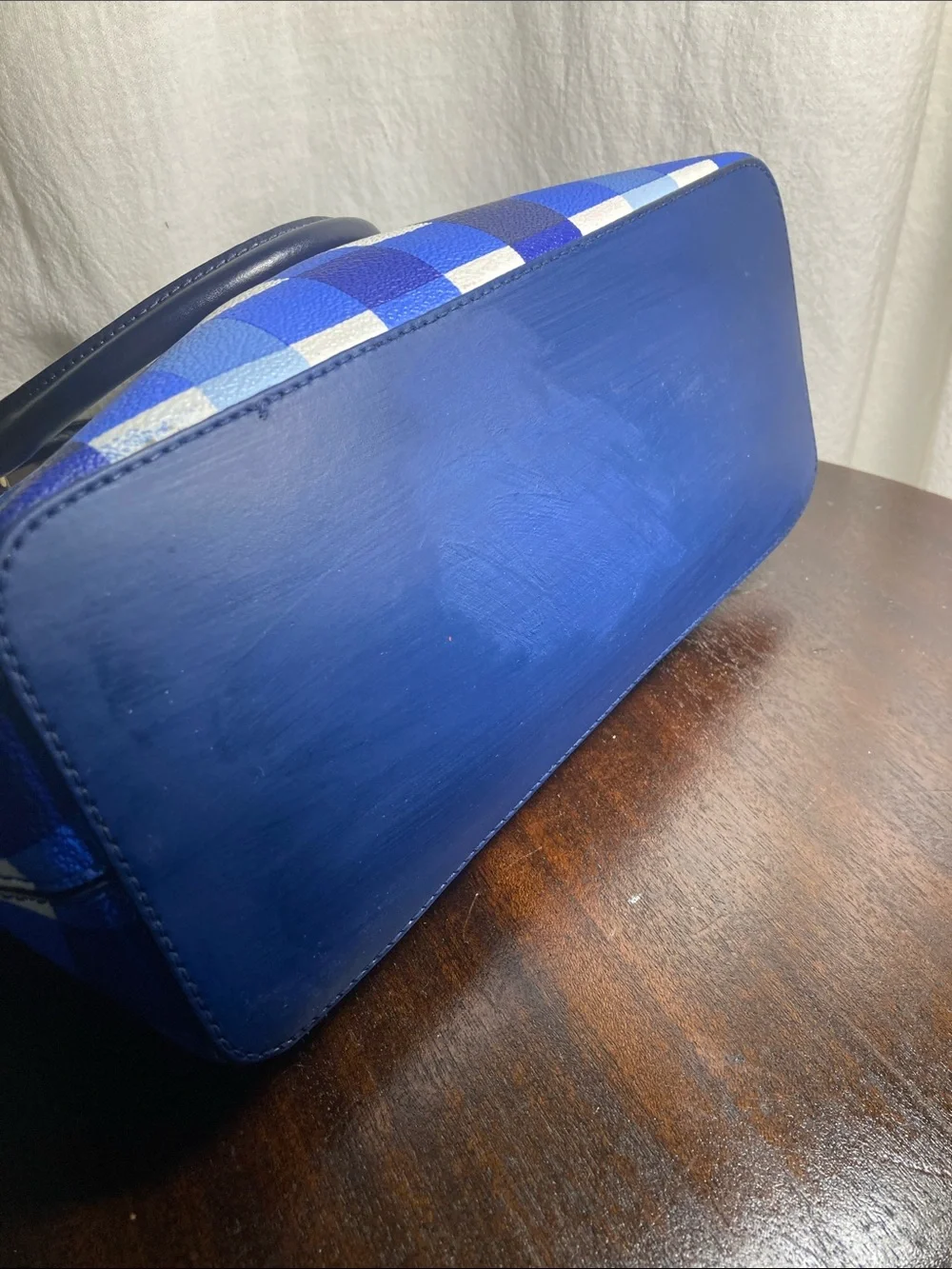 kate spade Blue and White Gingham Dome Satchel